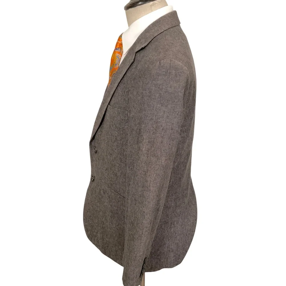Stafford Blazer Mens 42S Gray 2 Button‎ Classic Lightweight Linen Summer Jacket